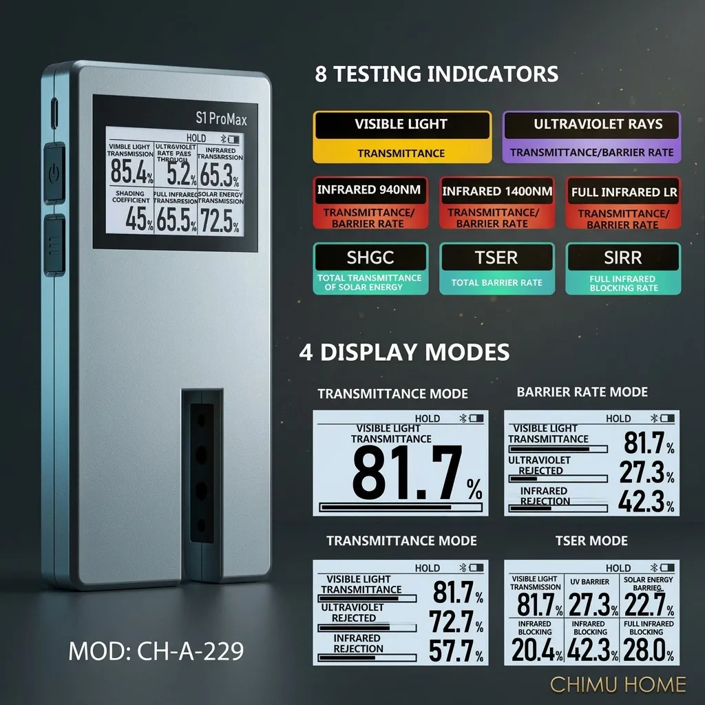 【CHIMU HOME】Pro S1ProMax Solar Film Tester High Precision UV IR Transmittance Detection Tool Tint Scanner for Car Home Maint.