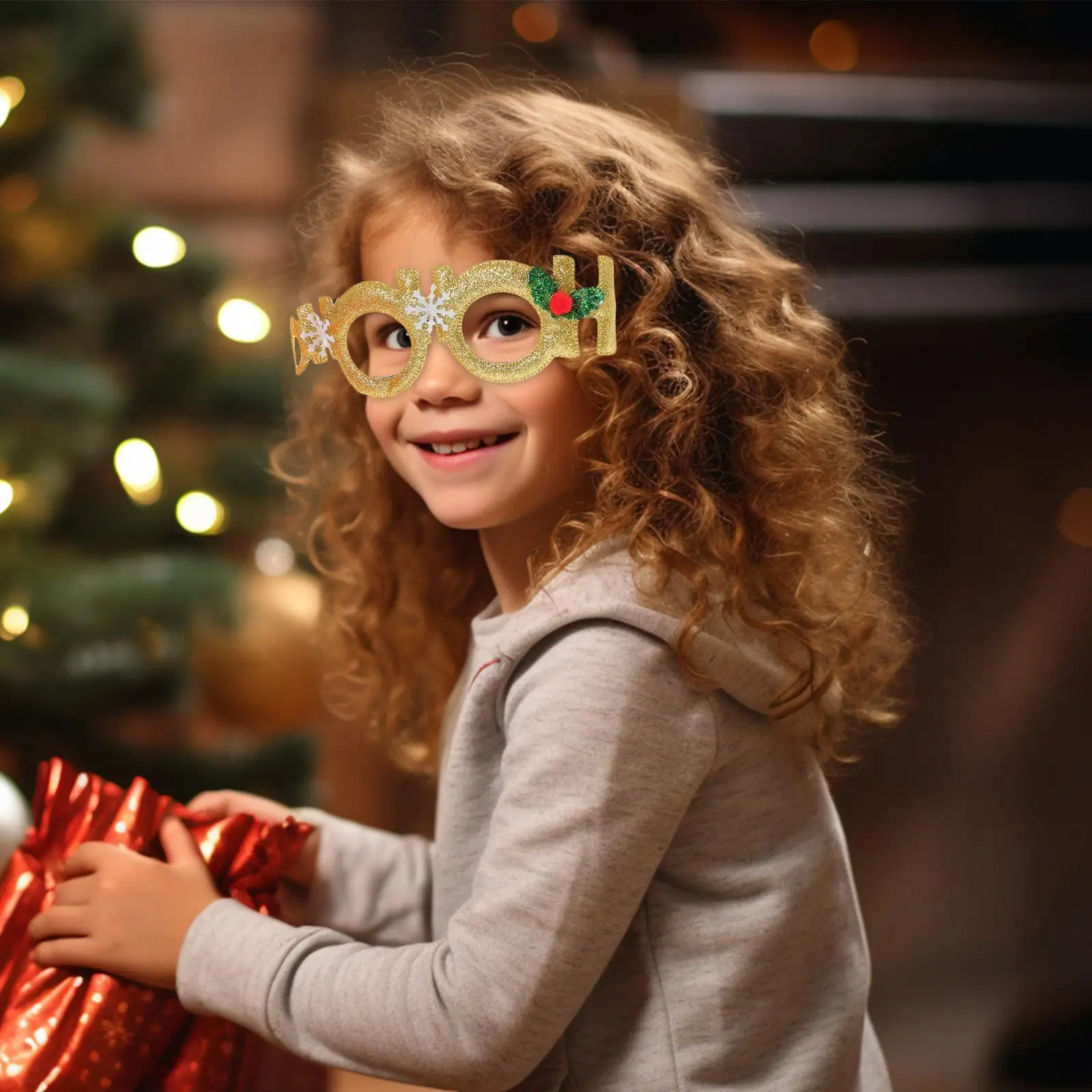 2 個クリスマス装飾メガネゴールデンレッド大人子供パーティー写真ブース小道具ノベルティアクセサリー帽子お祝い