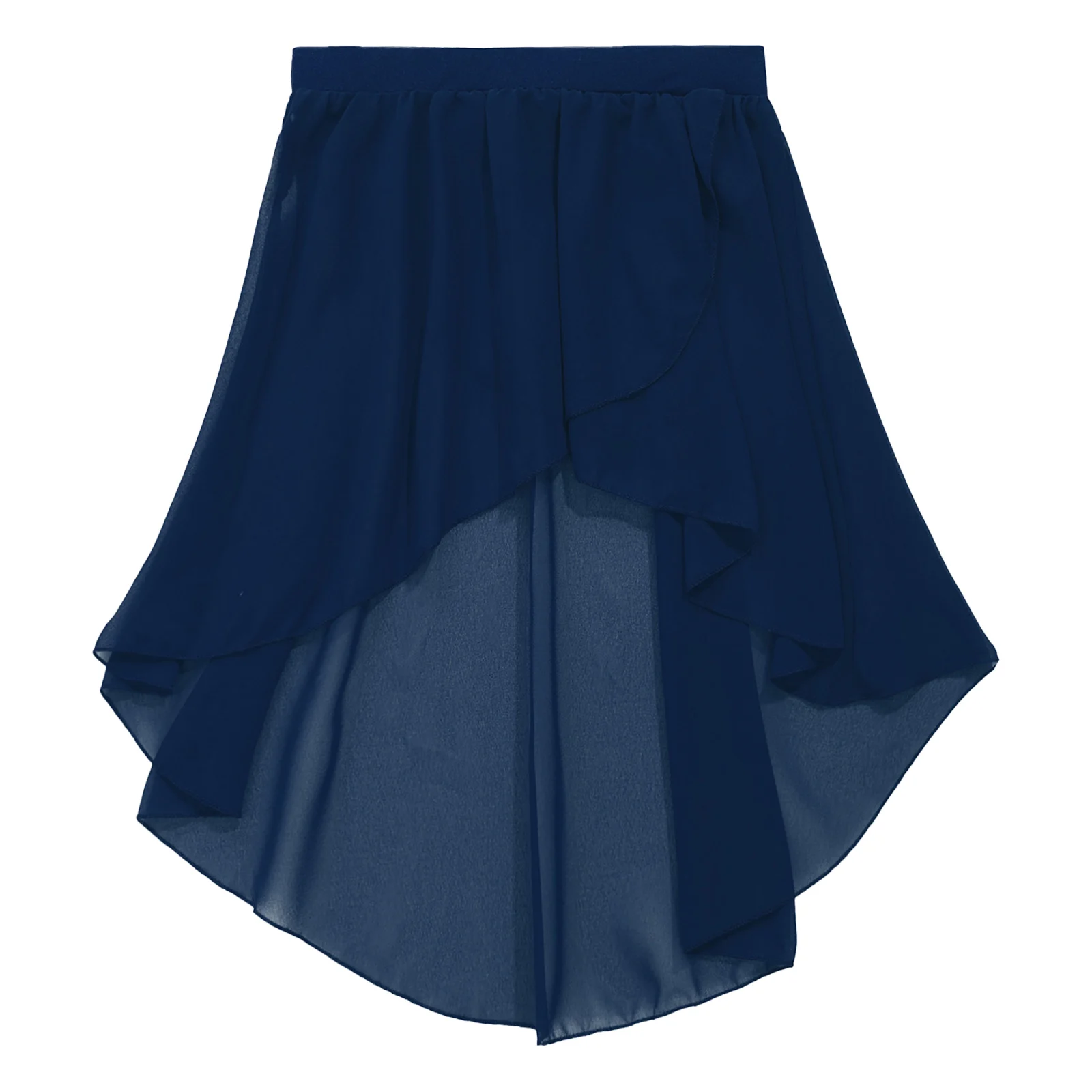 Saia High Low Chiffon feminina, saia envoltório Side-Dip, apto para dança de balé, salão de baile, latim, salsa, tango, desempenho, estúdio, saias prática