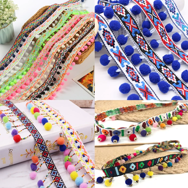 1/5/10 jardów Pom Pom Trim Lace Fabric MINI Pearl Pompom Fringe Ribbon Sewing Lace Kintted Fabric Handmade DIY Craft Accessories