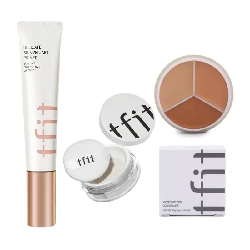 TFIT-Juego de imprimación facial, paleta correctora de 3 colores, cubierta de Base sin aceite, luz de poros Invisible, Base suave, cosmético coreano