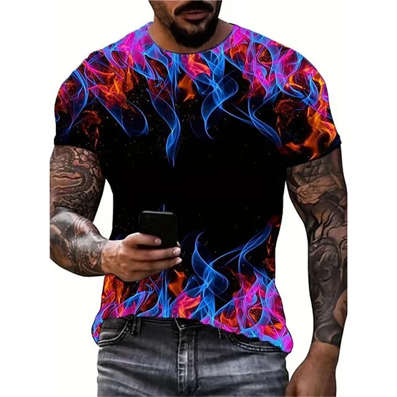 Men‘s Black White 3D Vortex Optical Illusion Print T-Shirt Abstract Graphic Crew Neck Short Sleeve Streetwear Tops