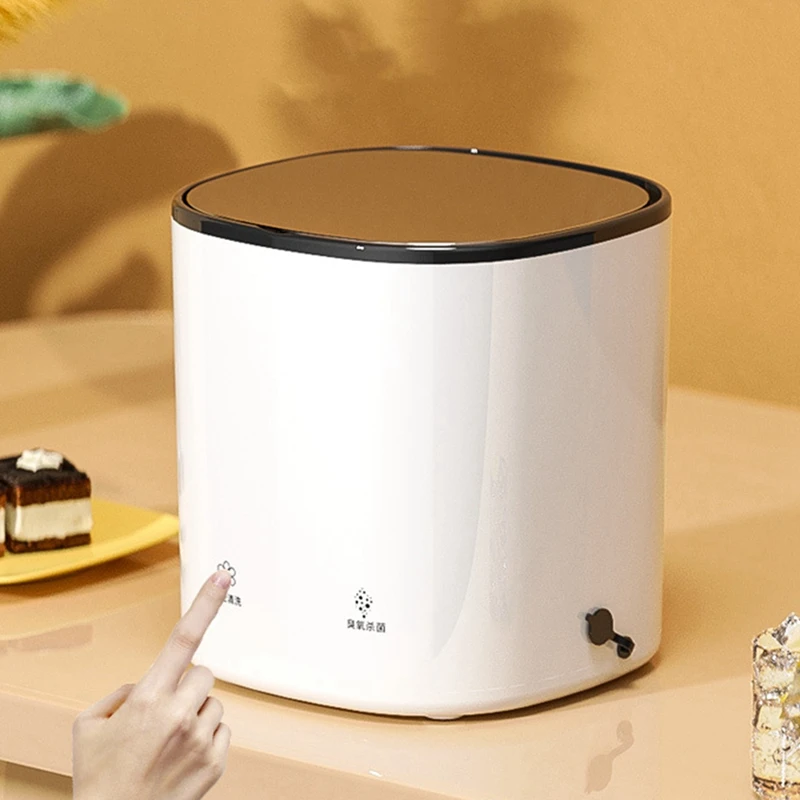 غسالة صغيرة محمولة غسالة الضوء الأزرق بالموجات فوق الصوتية توربو حوض غسيل الطرد المركزي تدفق المياه الجفاف-[A37I]