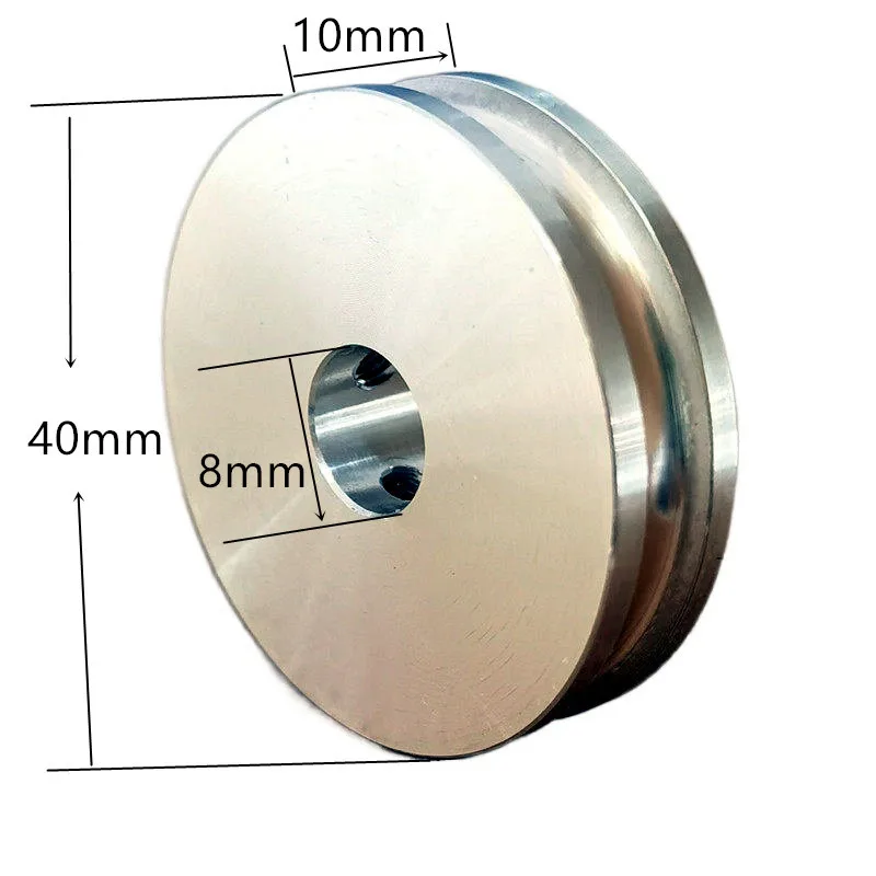 R2.5 OD 40mm Silver Aluminum Alloy Single Groove 5MM 6MM 8MM 10MM Fixed Bore Pulley for Motor Shaft 5MM PU Round Belts