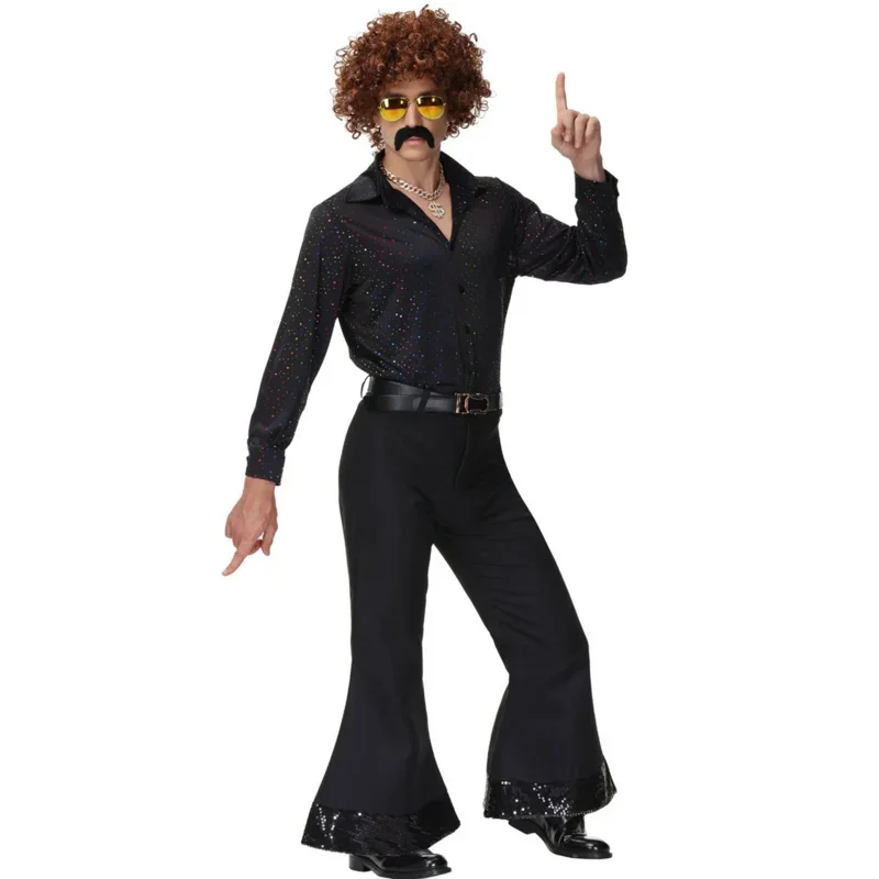 Paar Halloween Cosplay Kostüme Vintage 70er Jahre 80er Jahre Hippies Disco Kostüm Männer Frauen Musik Festival Party Disco Kleidung Outfits