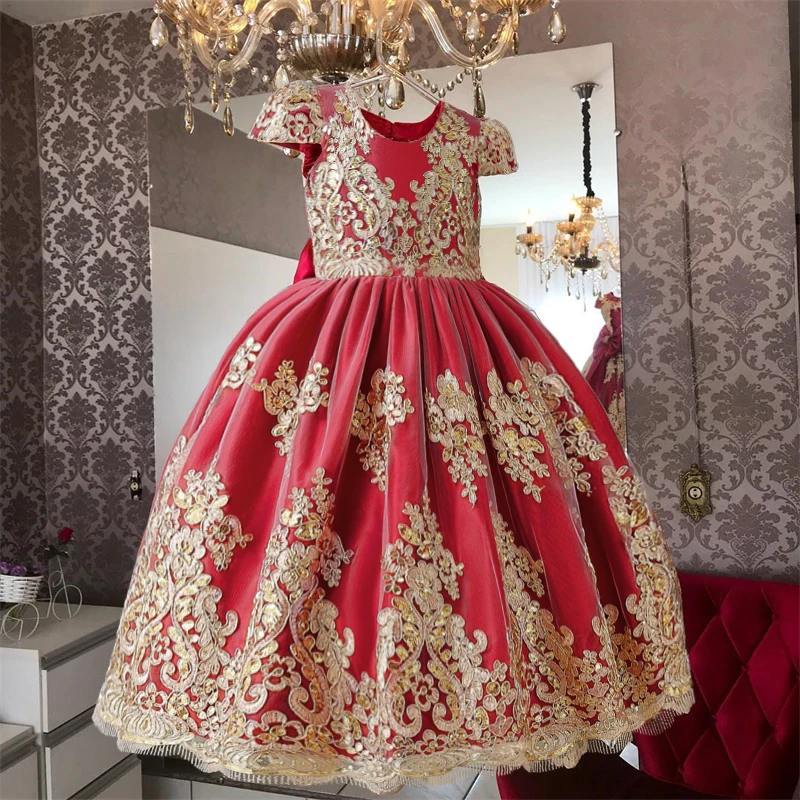 

Elegant Girl Spanish Vintage Court Princess Dress Kids Birthday Party Gown Princess Christmas Embroidery Luxury Evening Dresses