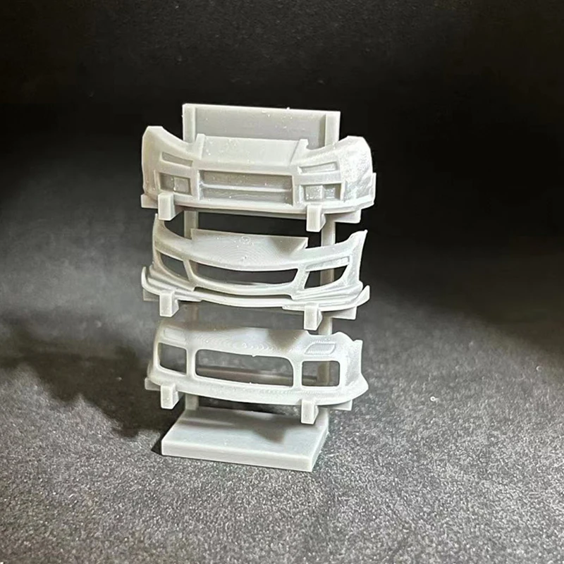 1Set Model Car Bumper Display Stand Uncolored Resin Storage Rack with Front Bumpers for 1/64 Scale Diorama Repair Workshop Parts