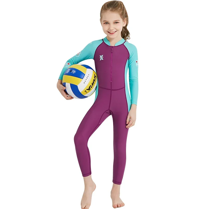 Kids UPF50+ Diving Swimsuit 1mm Long Sleeve Back Zip Surfing Jumpsuit Children swim Rashguard Suit for Boy Girl Dive Kayak Scuba