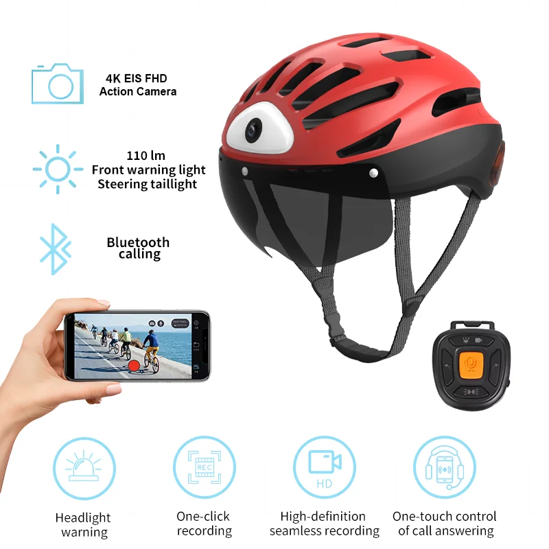 Smart 4K Helmet Bicycle Helmet Motorcycle Cycling Trip Bluetooth-Compatible Wireless Men\'S For With Bike Light Camy Helmets Man