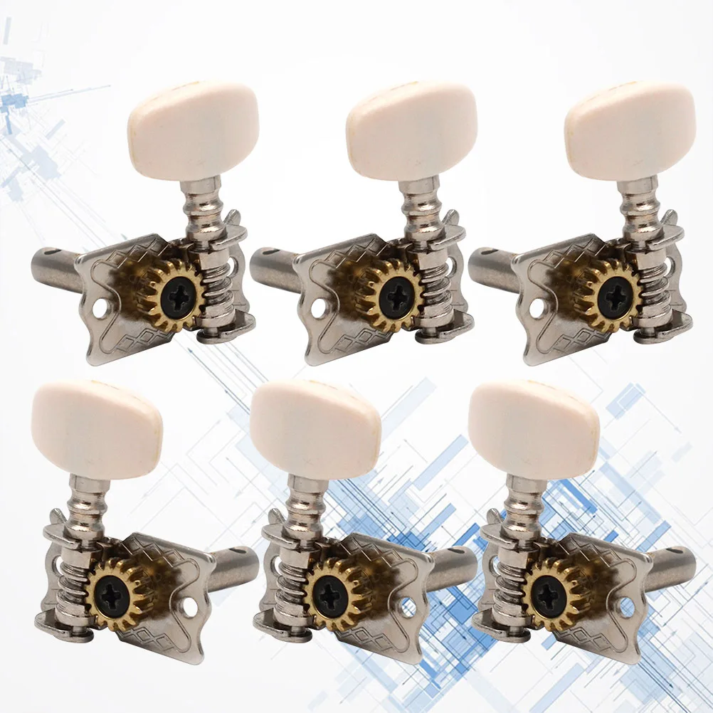 

6Pcs Guitar Tuning Pegs Retro Vintage Gear Design Replacement for Acoustic Guitar Ukulele Left Right White Improve String Sound