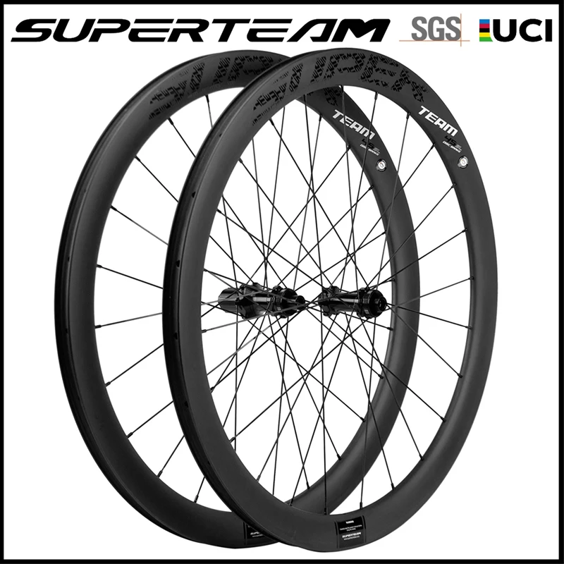 Superteam Carbon Wheelset 45mm Road Carbon Wheels Clincher 28mm width UD matte with DT 350 Hub Racing Bike Wheels