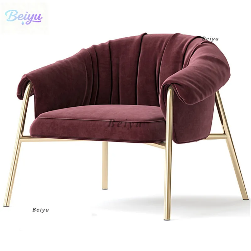 

minimalist single sofa chair living room home light luxury negotiation chair modern stainless steel fabric balcony leisure chair