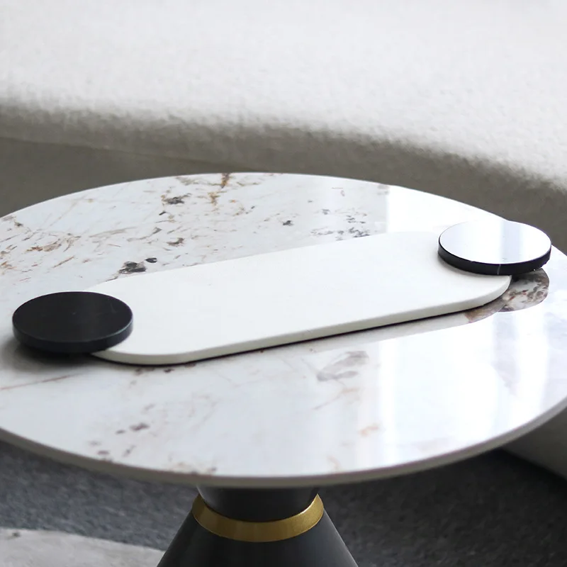 Simple Marble Tray Leather Catchall for Living Room Entryway Decor Aroma Diffuser Organizer Candle Holder Valet Tray