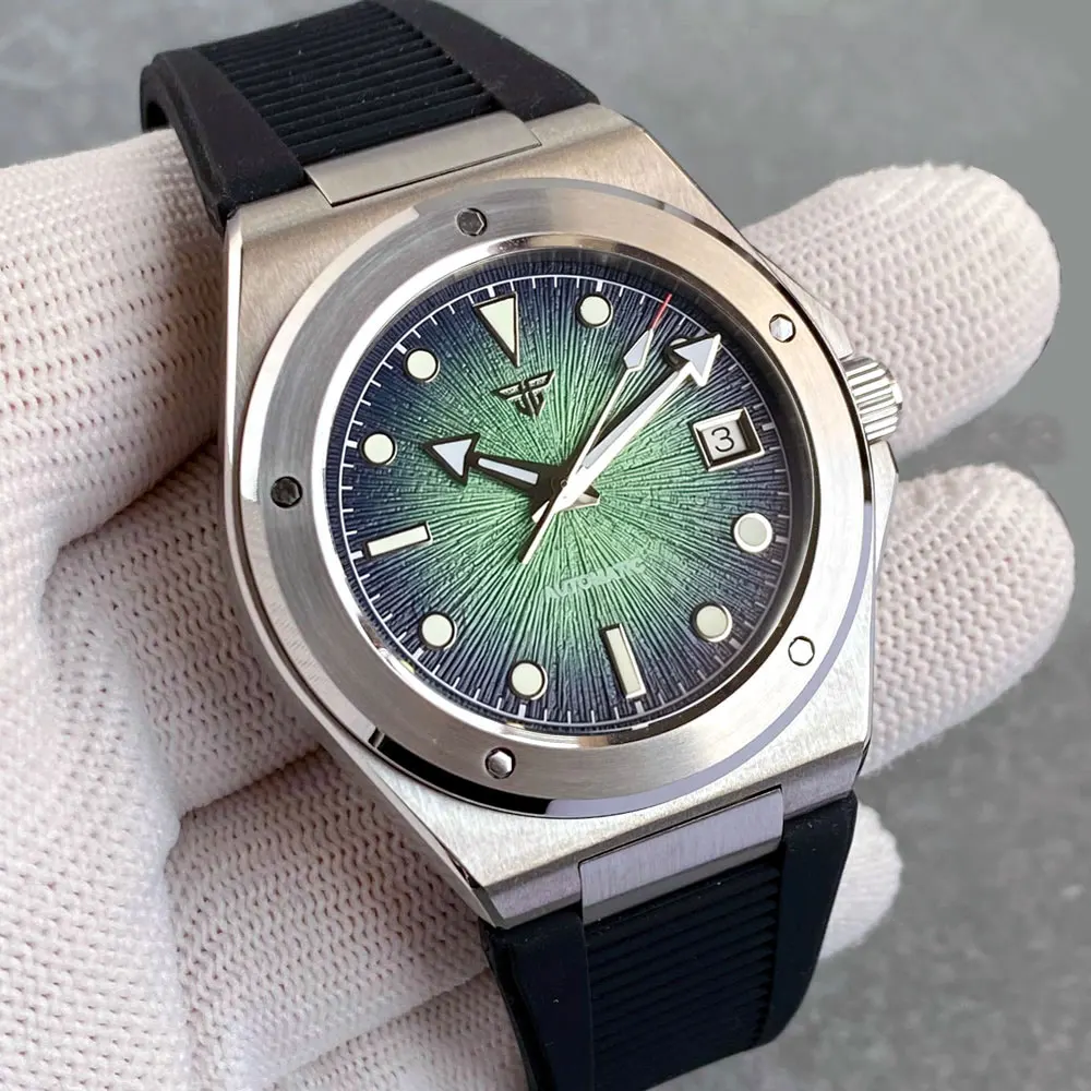 Tandorio 40mm Engineer Style 100M Waterproof Sapphire Glass Luminous Textured Dial Date Automatic Miyota 8215 Movement Men Watch