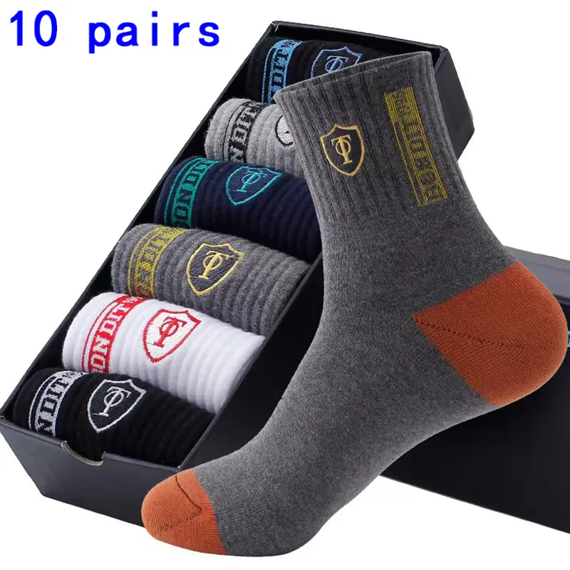 5 pares de meias esportivas masculinas de outono e inverno para lazer de verão, absorção de suor, meias de basquete leves e respiráveis