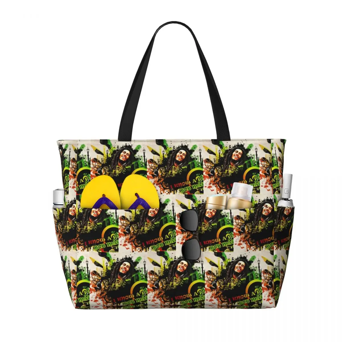 Funny Bob Marley Beach Tote Bag Sport Gym Yoga Duffle Large Tote Bag Women Travel Bag Fitness bag