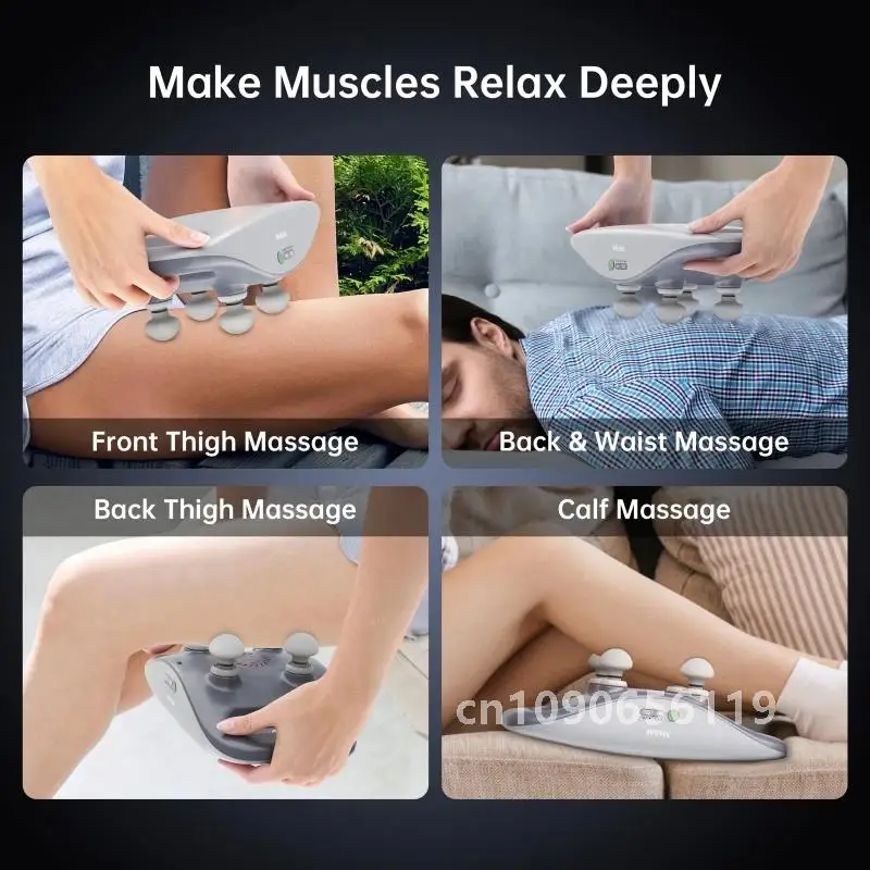 Mebak m1 arma de fáscia de quatro cabeças profissional percussão relaxamento muscular massagem arma sem fio tecido profundo cintura corpo masajeador