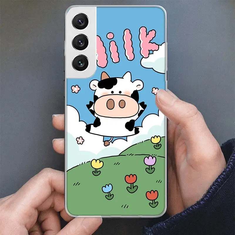 Dairy Cattle Cow Speckle Cute Phone Case For Samsung Galaxy S24 S23 S22 S21 Ultra S20 FE S10 Plus S10E S9 S8 + Soft Cover Shell