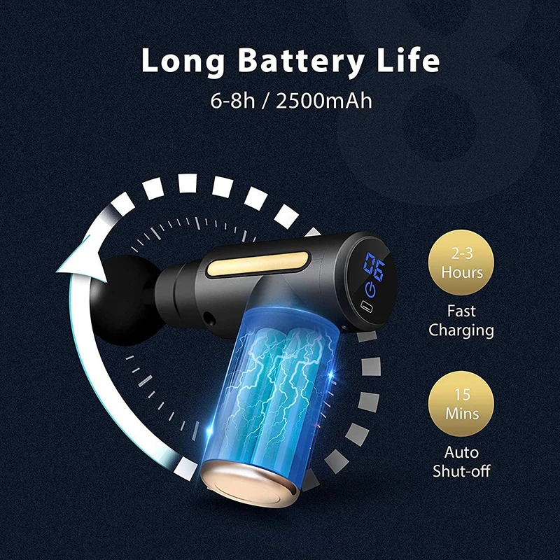 ポータブル電動コンプレッションマッサージガン,6ギア振動,充電式,ディープリラクゼーション,筋肉痛緩和