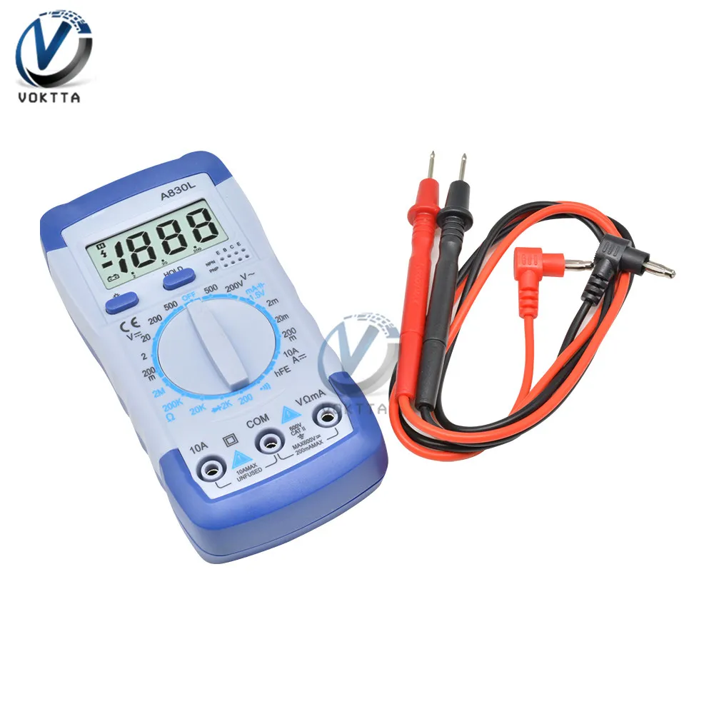 A830L Digital Display LCD Multimeter Portable Handheld AC DC Voltage Diode Freguency Multitester Voltmeter Ammeter Tester Tools