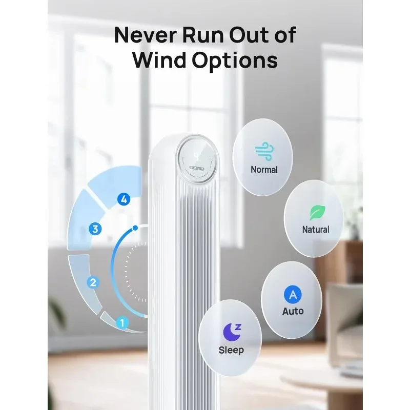 Bedroom Tower Fan Silent Floor Fan Timer, Standing Fan, Bladeless Fan Cooling Appliances