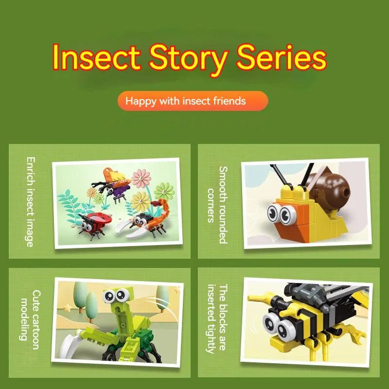 Insect Animal Party Building Blocks Toy Set Bee Snail Dragonfly Mini Insect Series Assemble Model Bricks Toys Gifts For Children