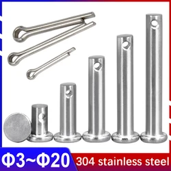 304 Stainless Steel with Hole Pin Shaft Cotter Pin Set Flat Head Cylindrical Pin Plug Pin Positioning Pin M3M4M5 M6 M8~M20 GB882