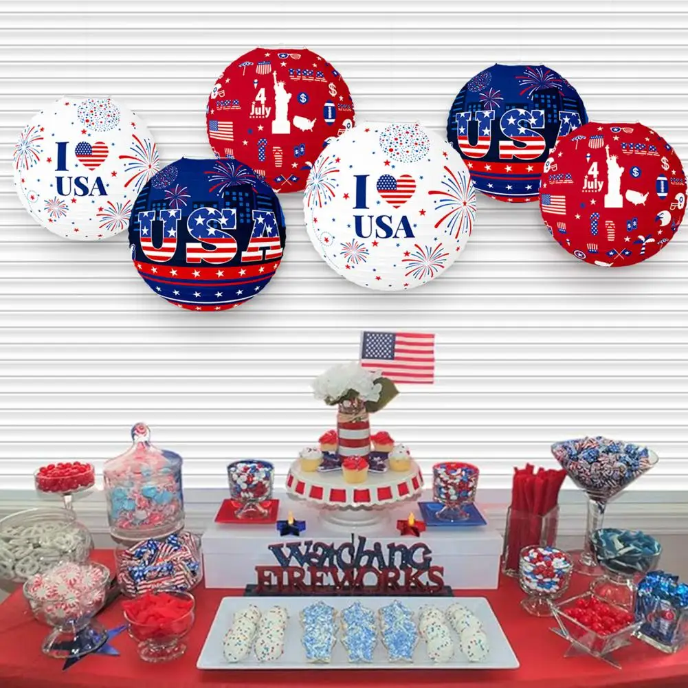 

Outdoor Event Decorations Usa Themed Paper Lanterns for Independence Day Party Decorations Festive Hanging Decoration for Home