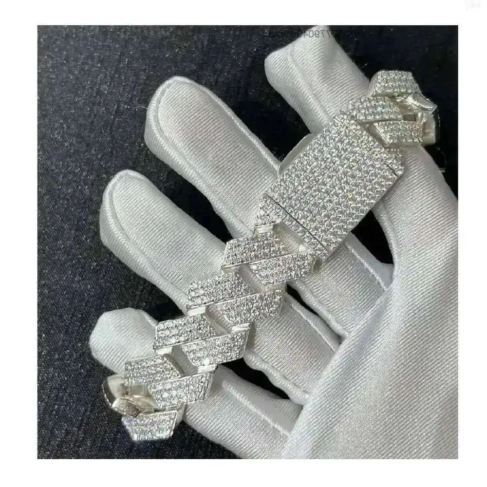 

20 Mm 925 Sterling Silver Moissanite Jewelry Moissanite Cuban Chain Bracelet Cuban Link