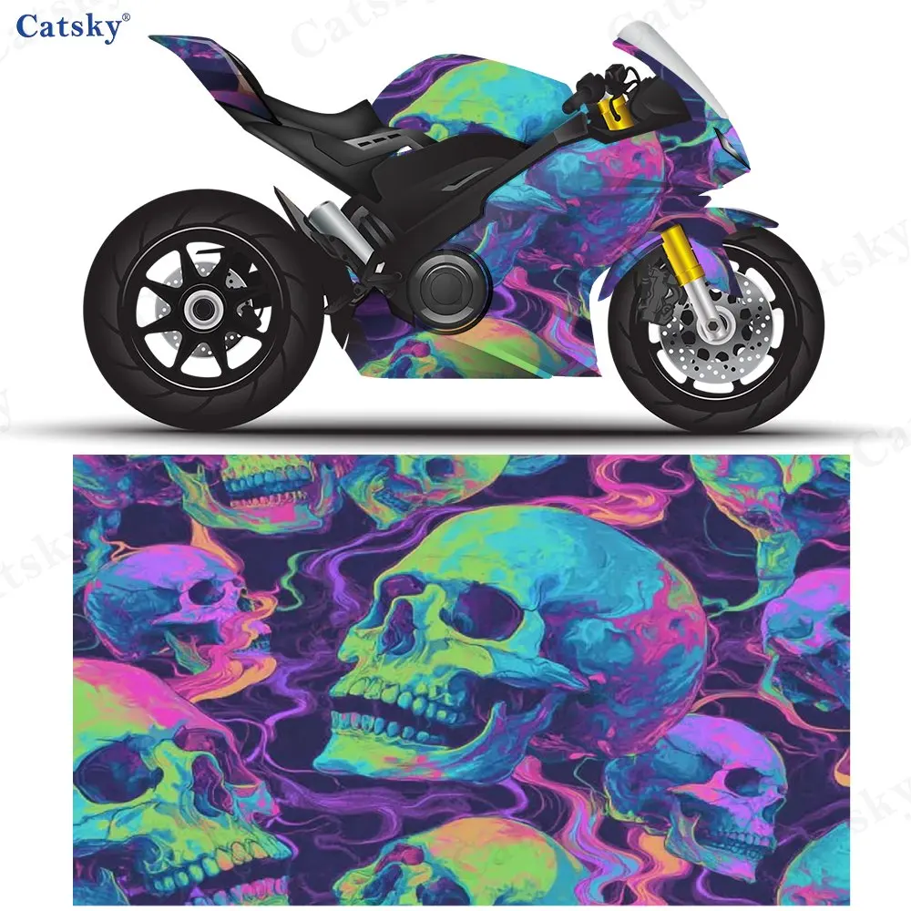 Skull Motorcycle Scratch Resistant Sticker, Detachable Sticker, Universal For Motorcycles, Durable PVC, Long-lasting Residue Fre