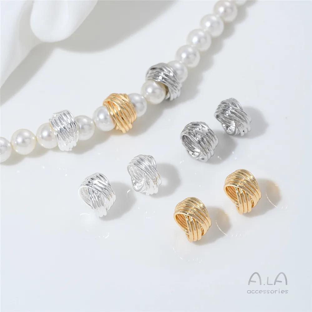 Z460 14K Gold-plated Knotted Braided Coil Spacer Beads Loose Beads Hand-strung Diy Necklace Bracelet Jewelry Accessories