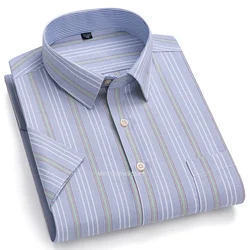 Camisa de manga corta para hombre, algodón Oxford a cuadros, Color sólido, cómoda, transpirable, ropa de ocio de negocios