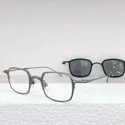 Luxury Vintage Glasses Frames For Man Women Square Magnetic Clip Eyeglass French Designer Brand Ultralight Titanium Sunglasses