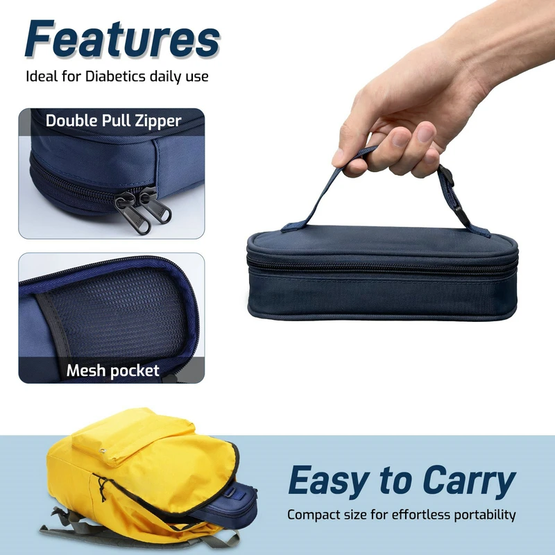 Hot Sale Custom Insulin Cooler Travel Case Medication Cooler Bag Travel Cooler with Thermometer Temperature Display 10pcs
