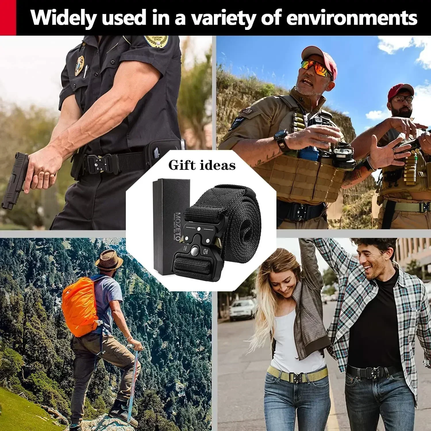 Tactical Belts for Unisex Military Style Work Hiking Riggers Web Gun Belt with Heavy Duty Quick Release Metal Buckle