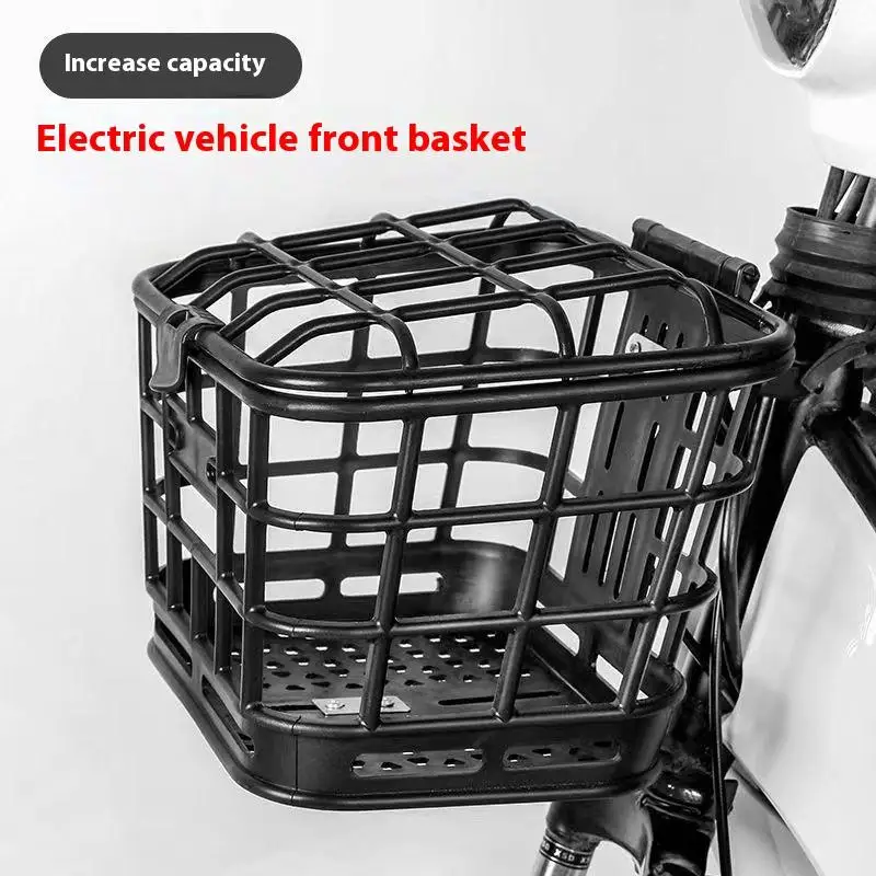 

1 Set Large Capacity Anti Extrusion Bike Front Basket Black PC Detachable Bike Basket With Lid For Electric Bike