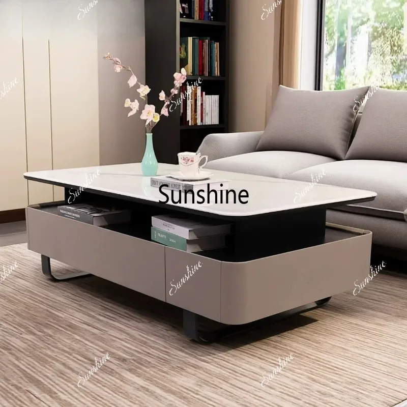 Microcrystalline stone coffee table TV cabinet Simple modern rectangular coffee table