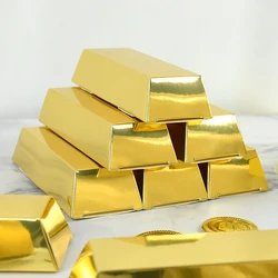 10Pcs Paper Gold Bar Gift Box Golden Party Favor Pirate Theme Party Supplies Candy Bag Birthday Party Decorations Baby Shower