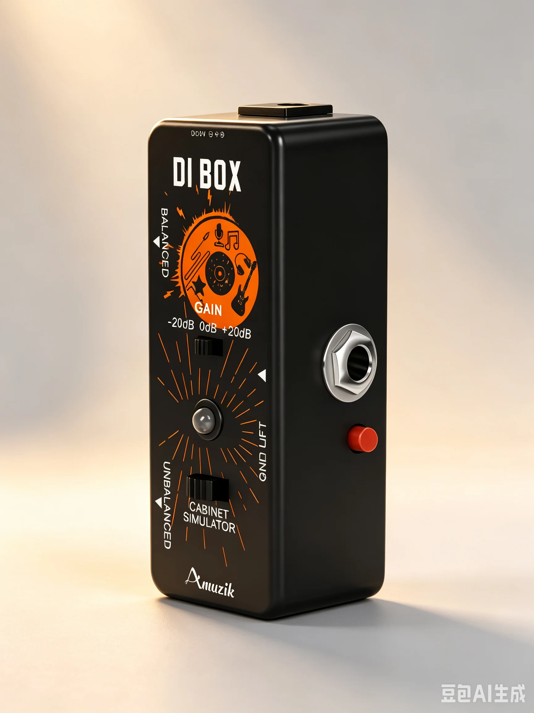 AMUZIK LEF-331 DI Box Pedal with Cab Simulator Gain Control Ground Lift XLR Balanced Output Mini Metal Guitar Direct Box