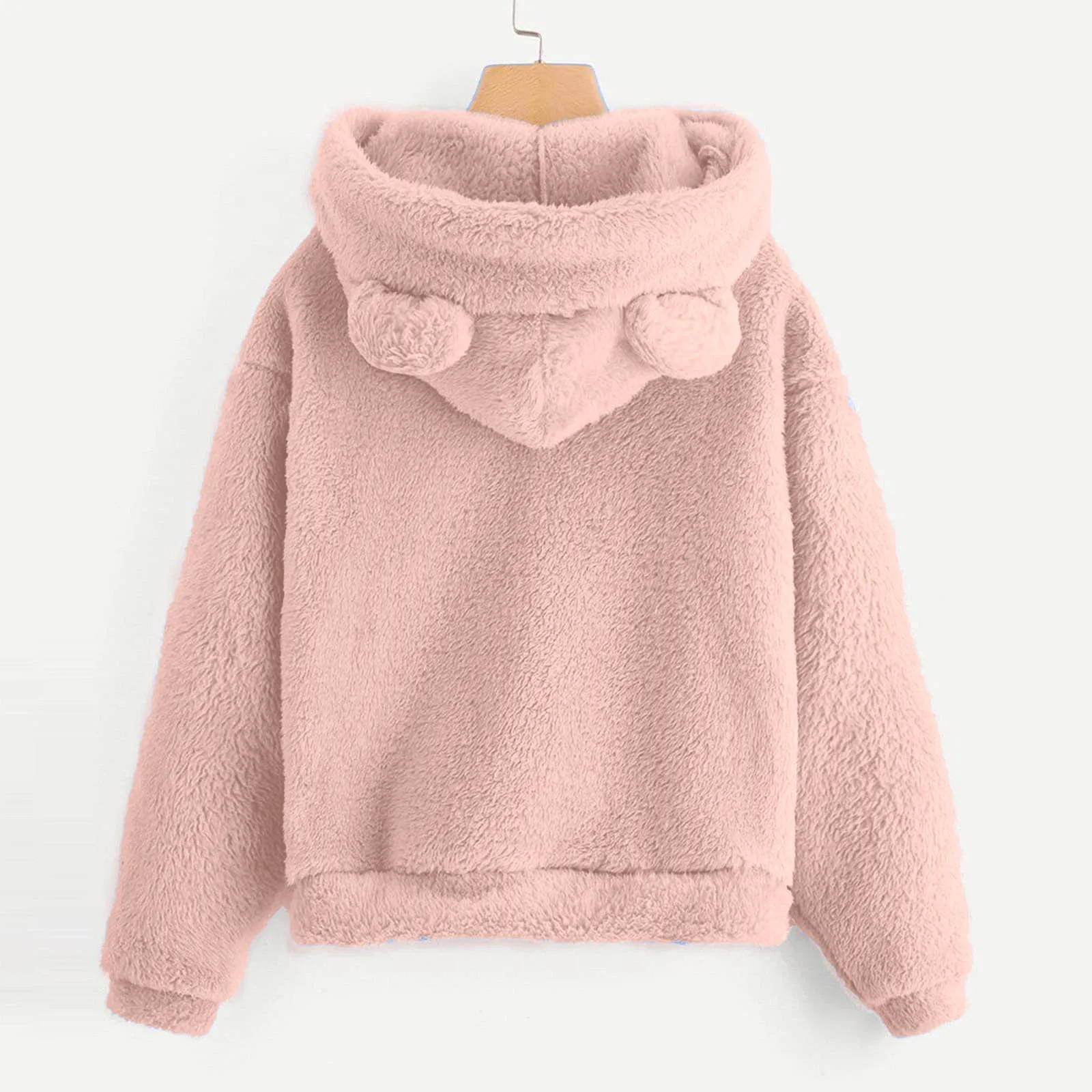 Cute Bear Ears Plush Hoodies Women 2024 Autumn Winter Pink Hoodie Long Sleeve Ladies Sweatshirt Sudaderas De Mujeres