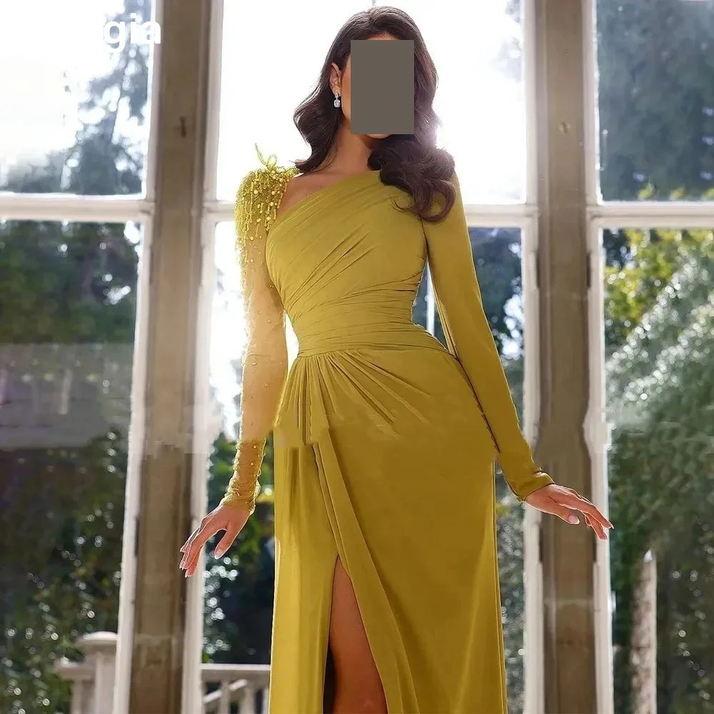 Aラインカスタマイズされたスクエアネック床長さの高級イブニングドレスマーメイドジッパーアップウェディングパーティードレスビーズVestidosデ