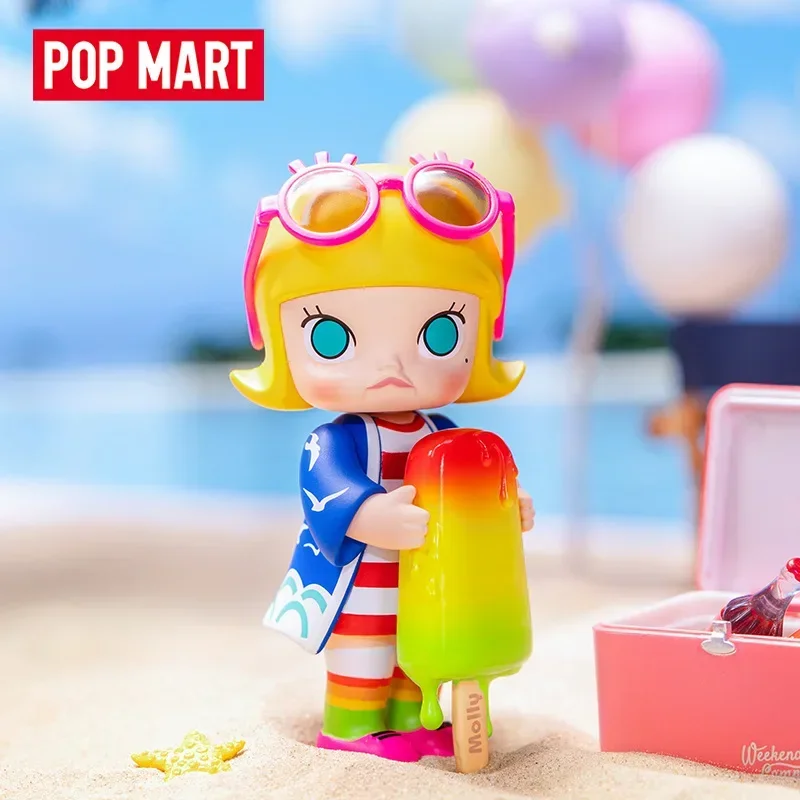 Pop Mart Molly My Childhood Series figura de acción de Anime Guess Bag adorno figuritas decoración del hogar muñecas de escritorio modelo regalo