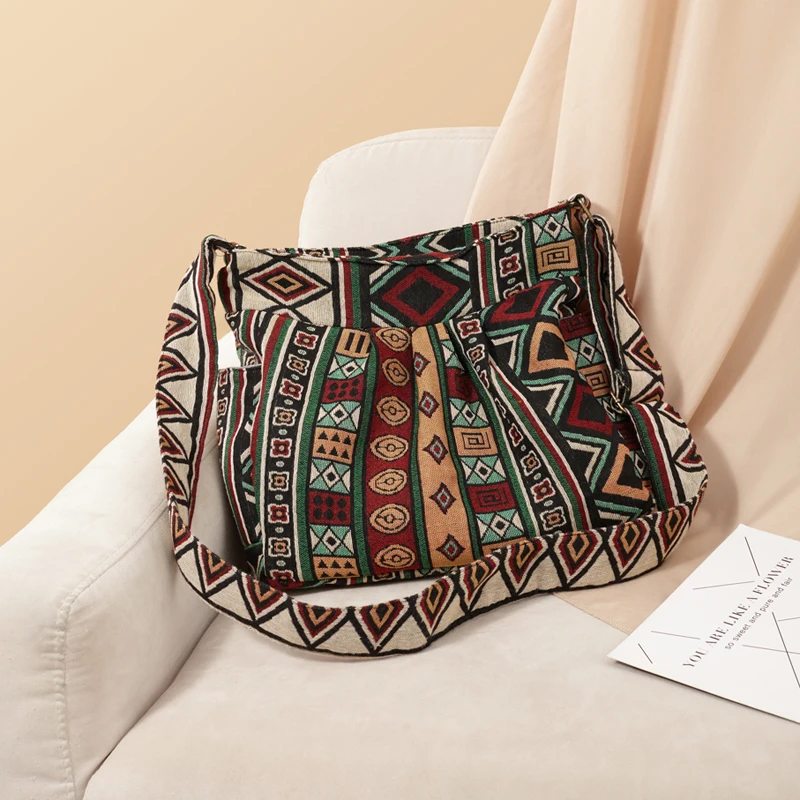 Annmouler torba na ramię o dużej pojemności styl boho torba Crossbody Vintage torba typu Hobo z wieloma kieszeniami torba damska