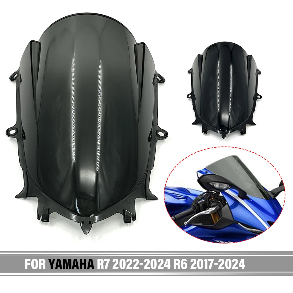 

Ветровой экран для Yamaha YZFR7 2022-2024 R6 2017-2024 дымчато-черный двойной пузырьковый ветровой спойлер аксессуары