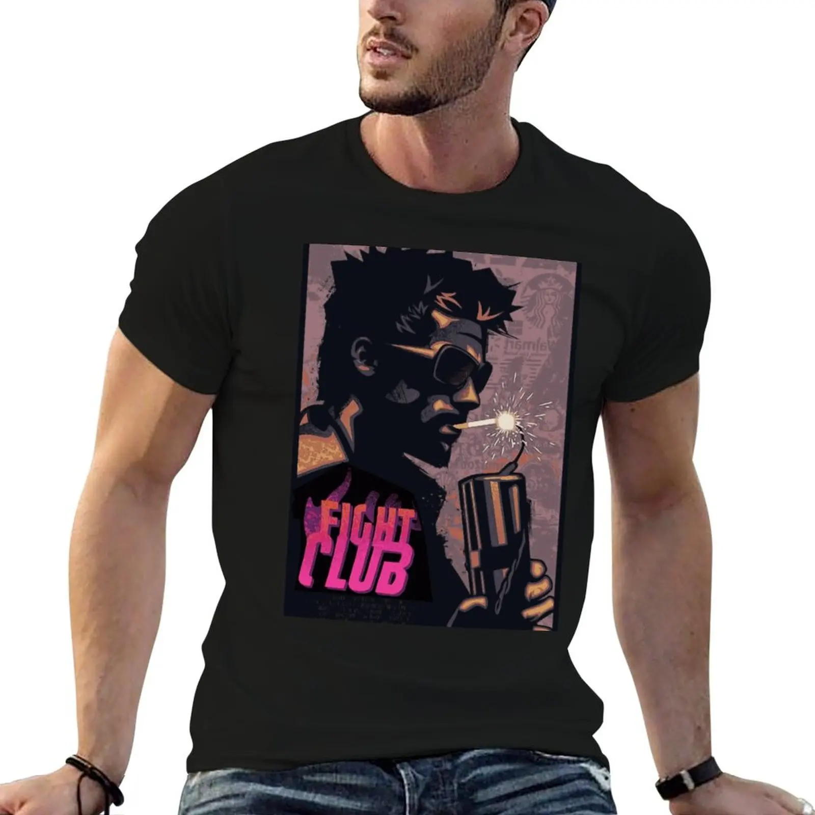 Fight Club Tyler Durden Smoking a Dynamite T-Shirt Casual Basic Short Sleeve T-Shirt