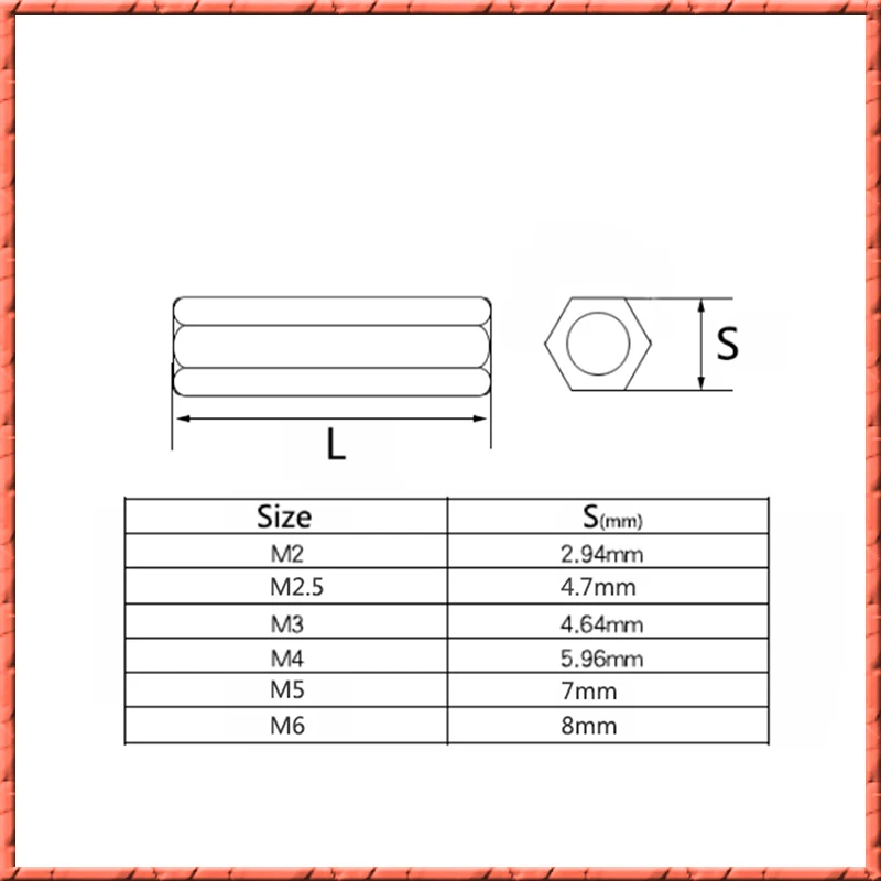 100Pcs/lot Brass hexagonal double pass pillar nut circuit board connection column isolation pillar chassis copper studM2/M2.5/M3