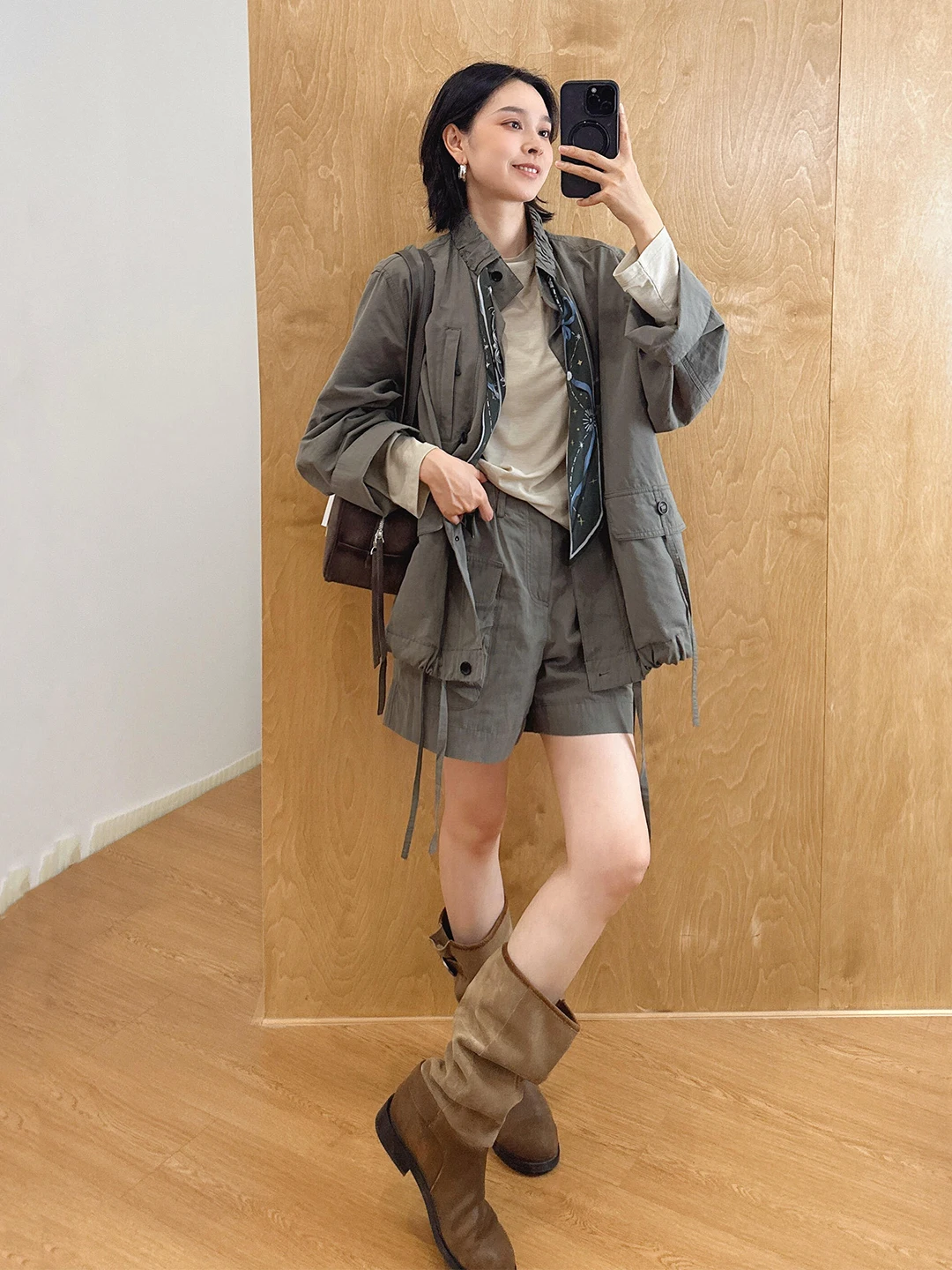 Xin Zilai Old Money Style Jacket Set Women's Autumn Lightweight Maturity High Waist Shorts Two Piece Set Casual Fashion