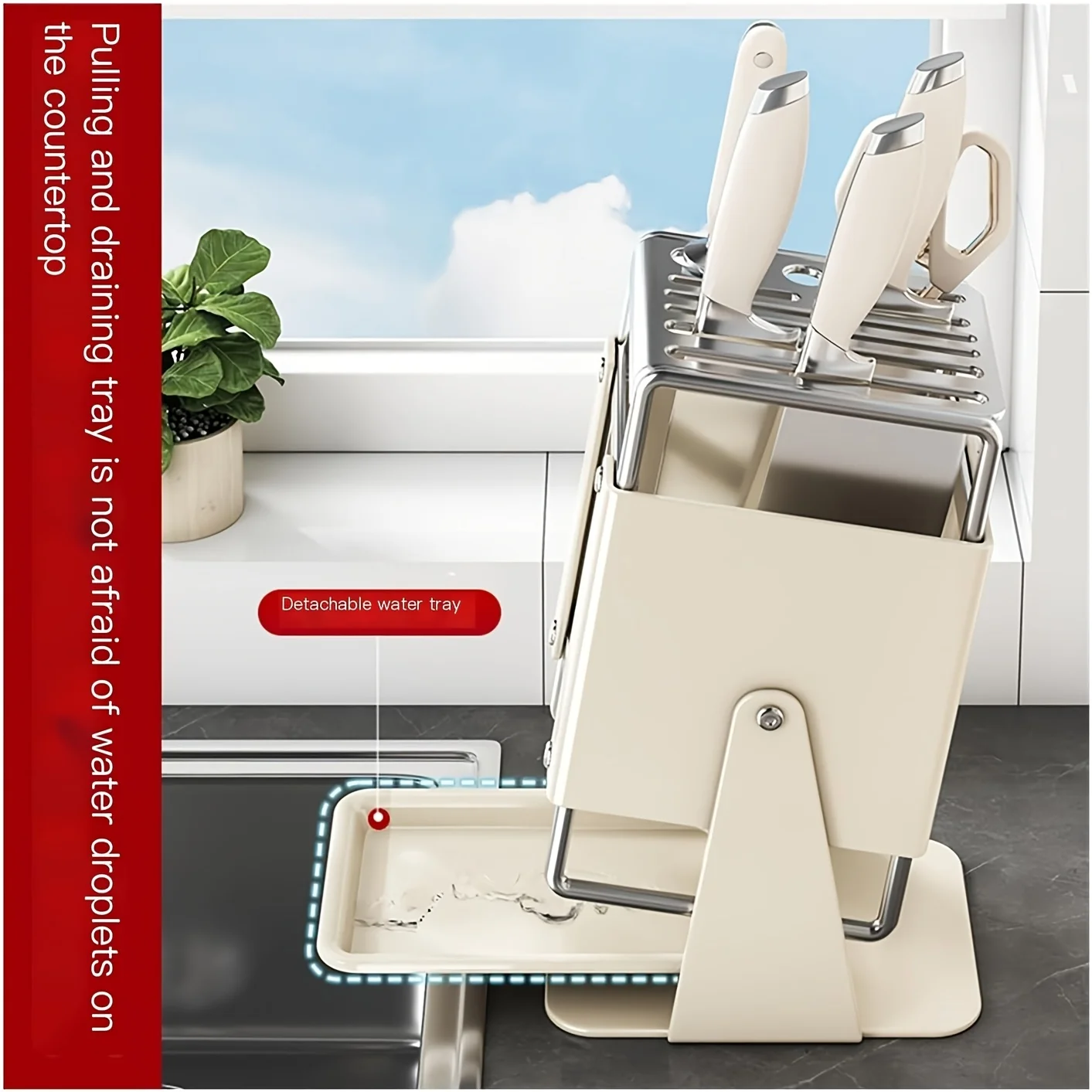 Universal Knife Block Holder Without Knives, Knife Storage with Slots for Scissors and Sharpening Rod, Knife Holder Storage