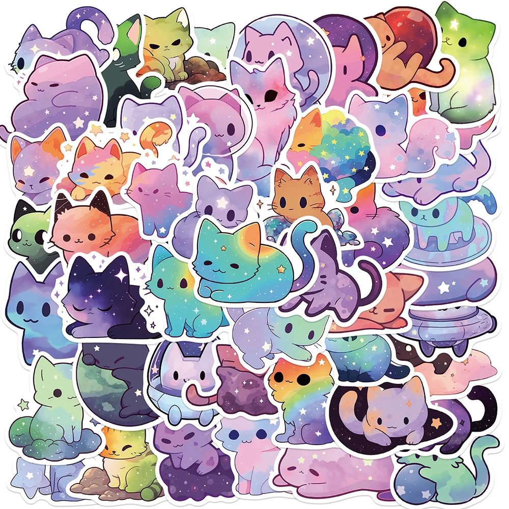 

10/30/50pcs Colorful Aesthetic Cat Stickers Cute Animal Waterproof Decals Helmet Laptop Diary Stationery Kawaii Graffiti Sticker