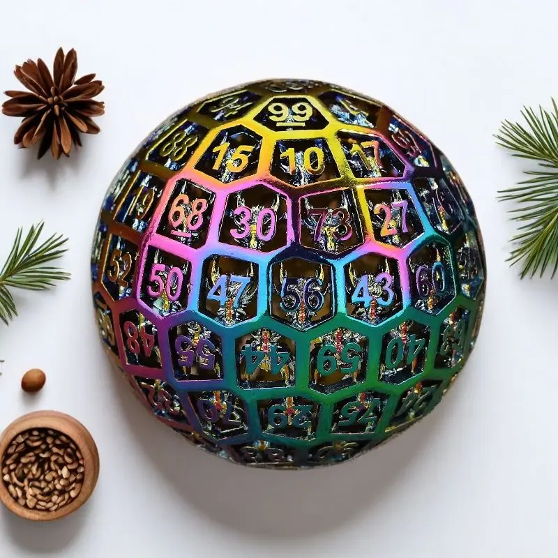 Metal D100 Dice 100 Side Polyhedral RPG Game Role Play Table Board Games Accessories Collection Ornament